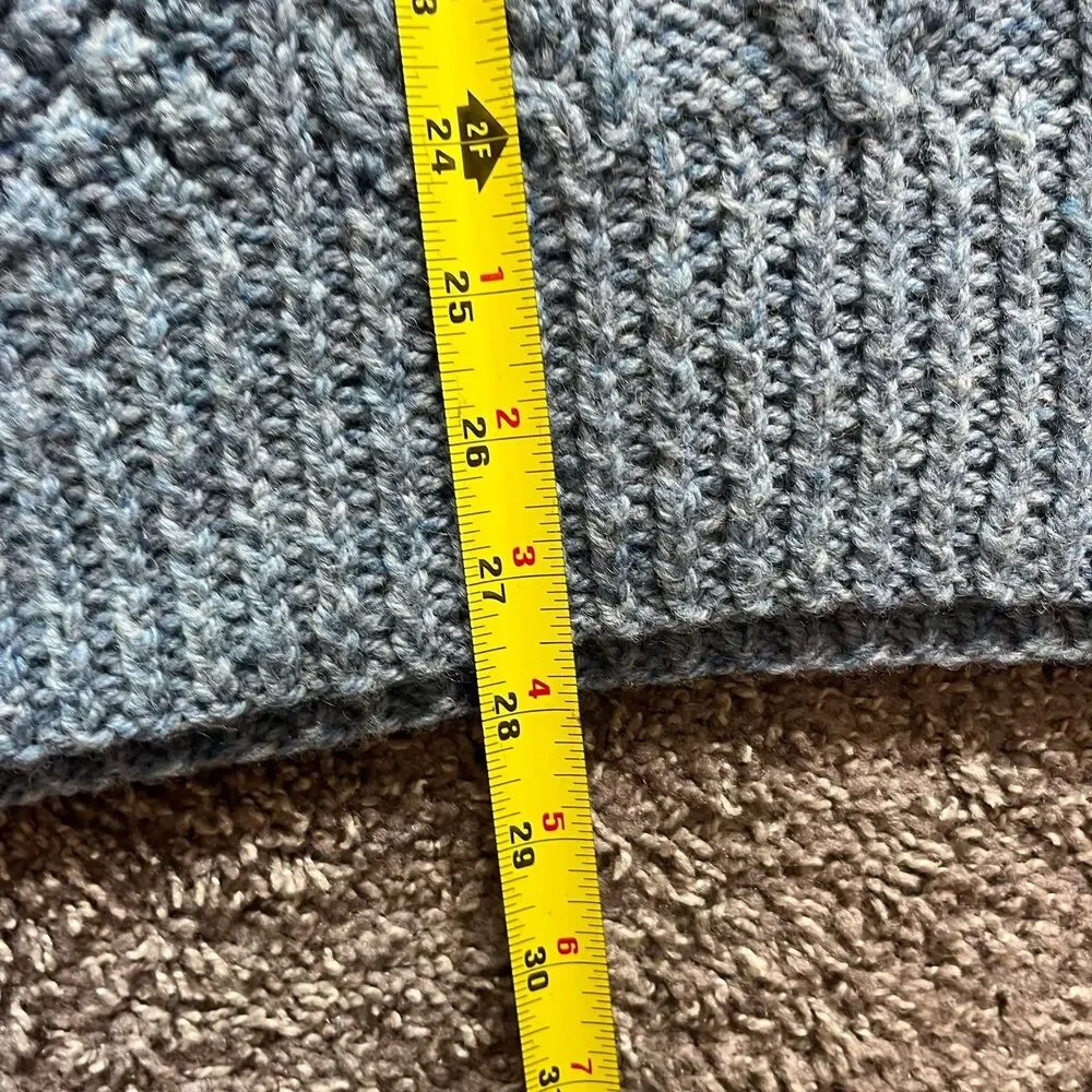 Vintage Aran Islands Knitwear Fisherman Wool Sweater Cable Knit Chunky Blue Sz L